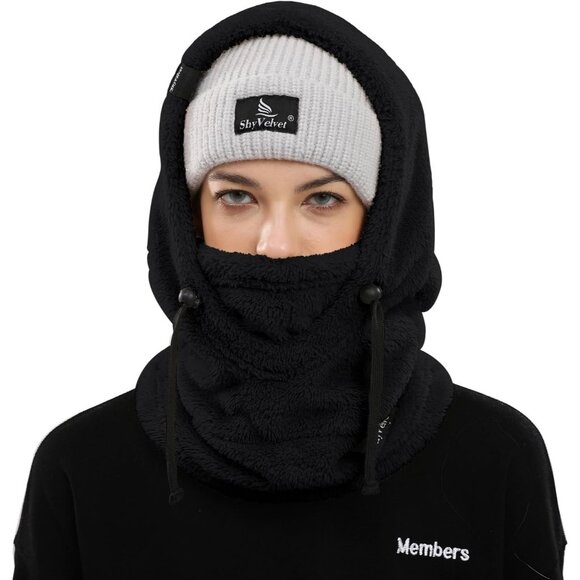 Women's Balaclava Wind-Resistant Winter Face Mask Fleece Ski Mask Hat Cap Black - Picture 2 of 7